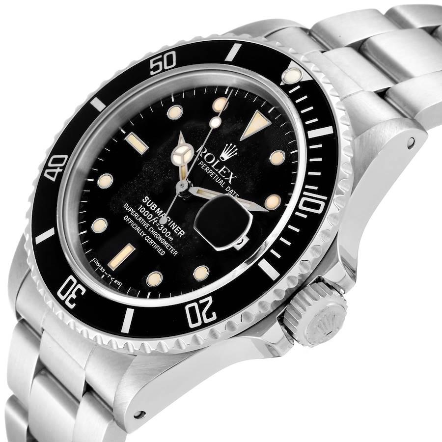 Men's Rolex Submariner Black Dial Steel Vintage Mens Watch 168000 Box Papers