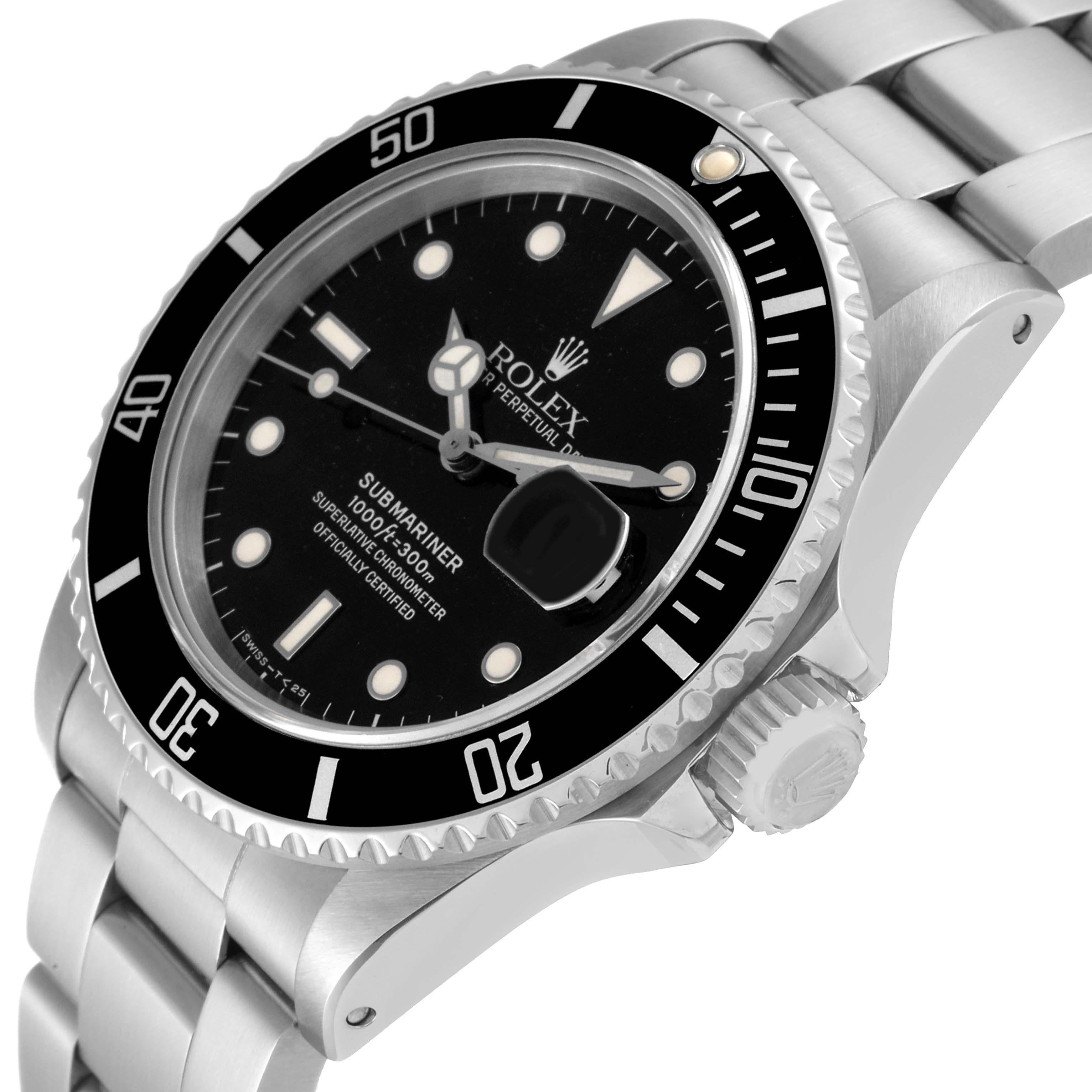 Rolex Submariner Black Dial Steel Vintage Mens Watch 168000 1