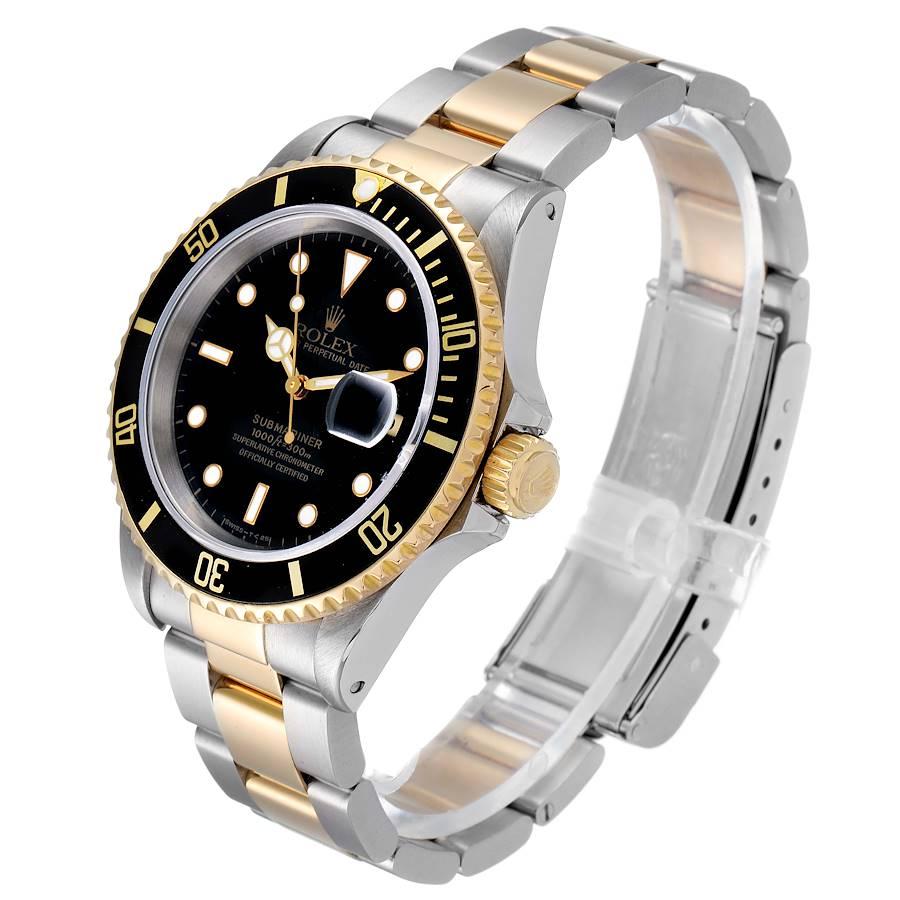 Men's Rolex Submariner Black Dial Steel Yellow Gold Mens Watch 16613 Box Papers For Sale