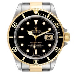 Rolex Submariner Black Dial Steel Yellow Gold Mens Watch 16613 Box Papers
