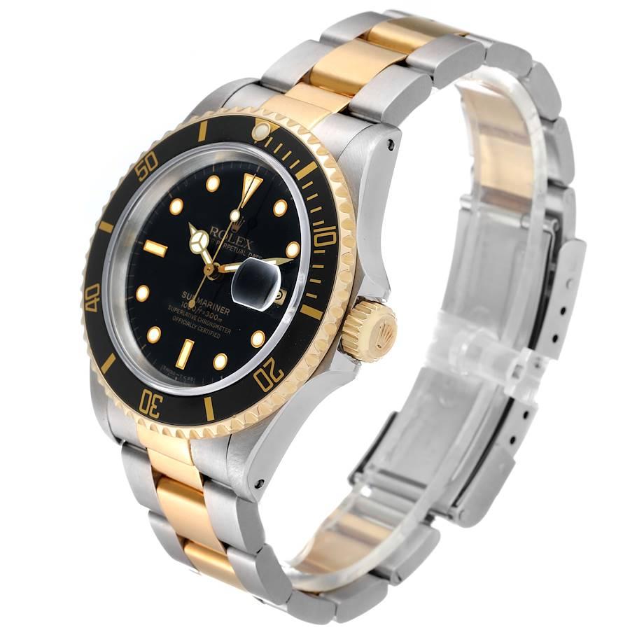 Men's Rolex Submariner Black Dial Steel Yellow Gold Mens Watch 16613