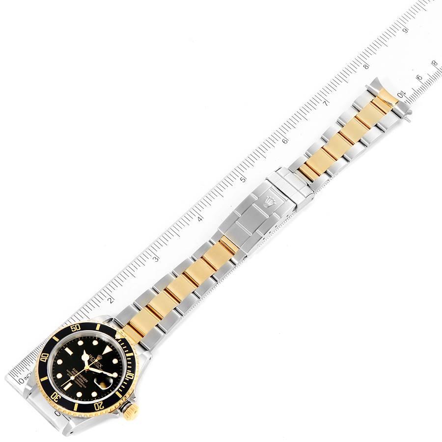 Rolex Submariner Black Dial Steel Yellow Gold Watch 16613 Box Service Card For Sale 6