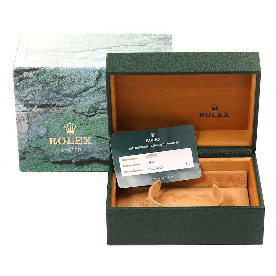 Rolex Submariner Black Dial Steel Yellow Gold Watch 16613 Box Service Card For Sale 8