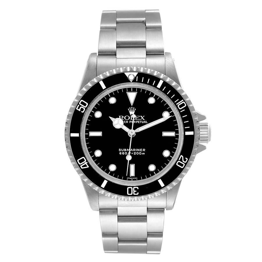 Rolex Submariner Black Dial Vintage Steel Mens Watch 5513. Automatic self-winding movement. Stainless steel case 40.0 mm in diameter. Stainless steel bi-directional divers bezel with black insert. Domed acrylic crystal. Black dial with luminous