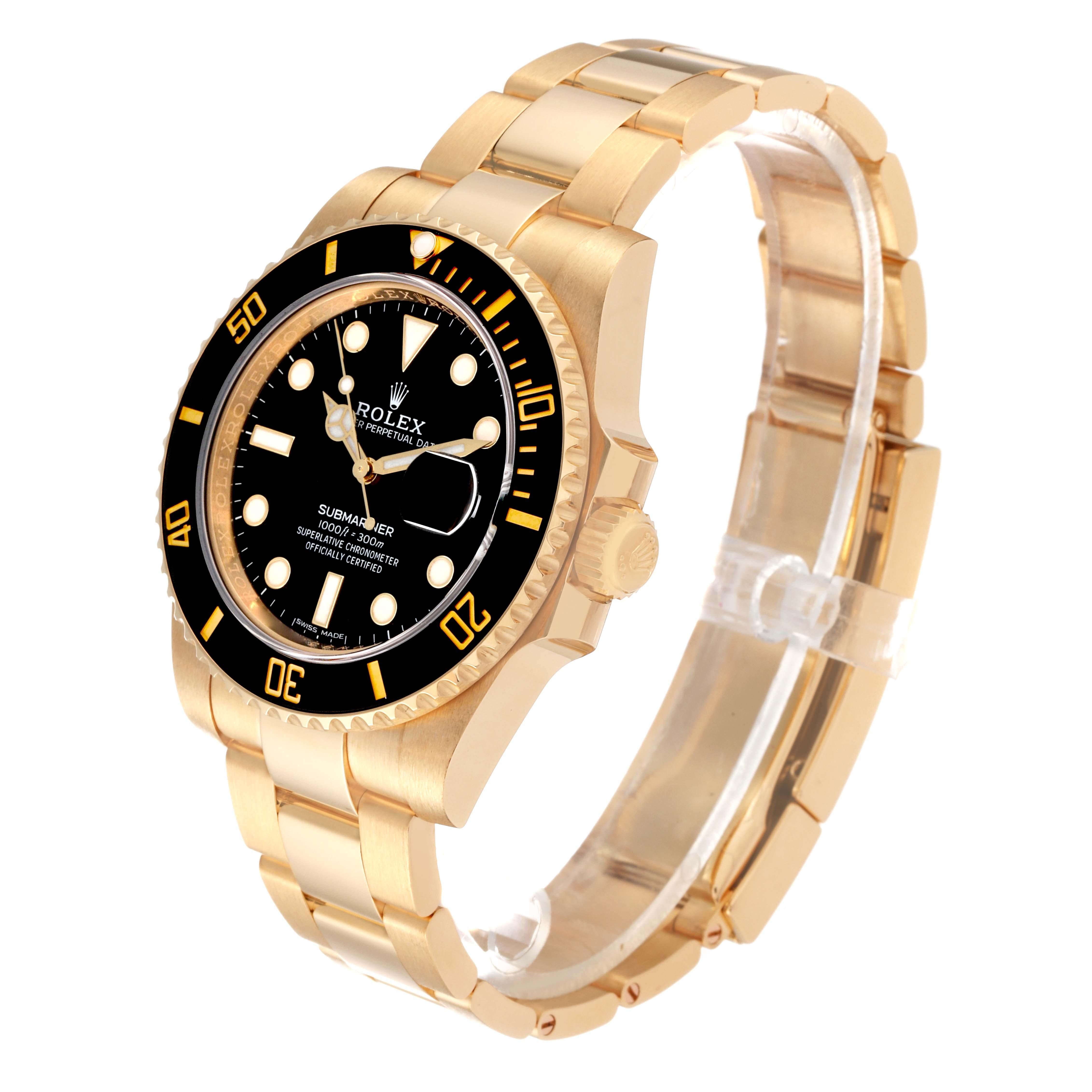 Rolex Submariner Black Dial Yellow Gold Mens Watch 116618 Box Card en vente 7