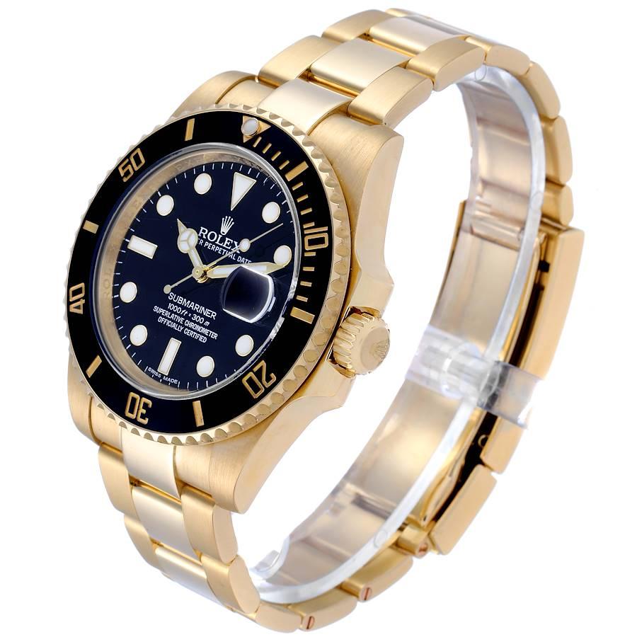 Rolex Submariner Black Dial Yellow Gold Men's Watch 116618 Box Card 1