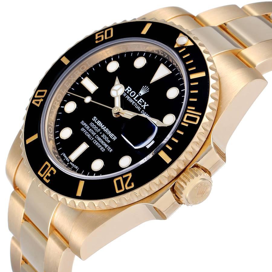 Men's Rolex Submariner Black Dial Yellow Gold Mens Watch 116618 Box Card For Sale
