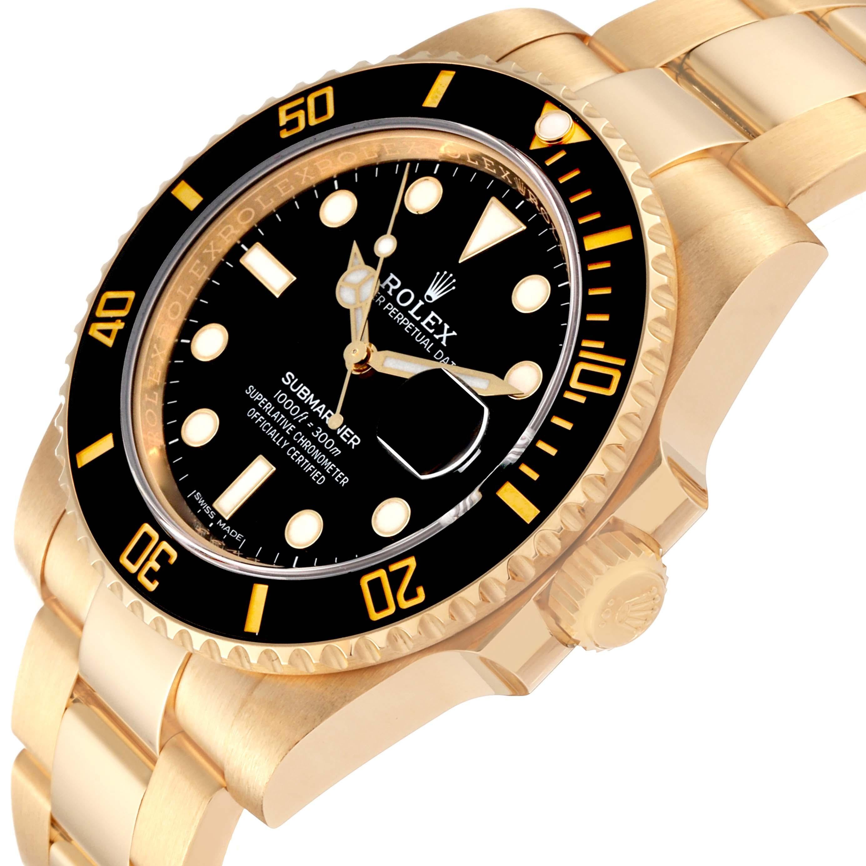 Rolex Submariner Black Dial Yellow Gold Mens Watch 116618 Box Card en vente 2