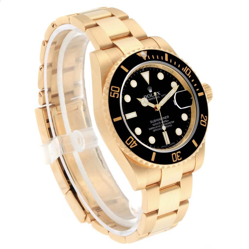 Rolex Submariner Black Dial Yellow Gold Men's Watch 116618 Box In Good Condition For Sale In Atlanta, GA