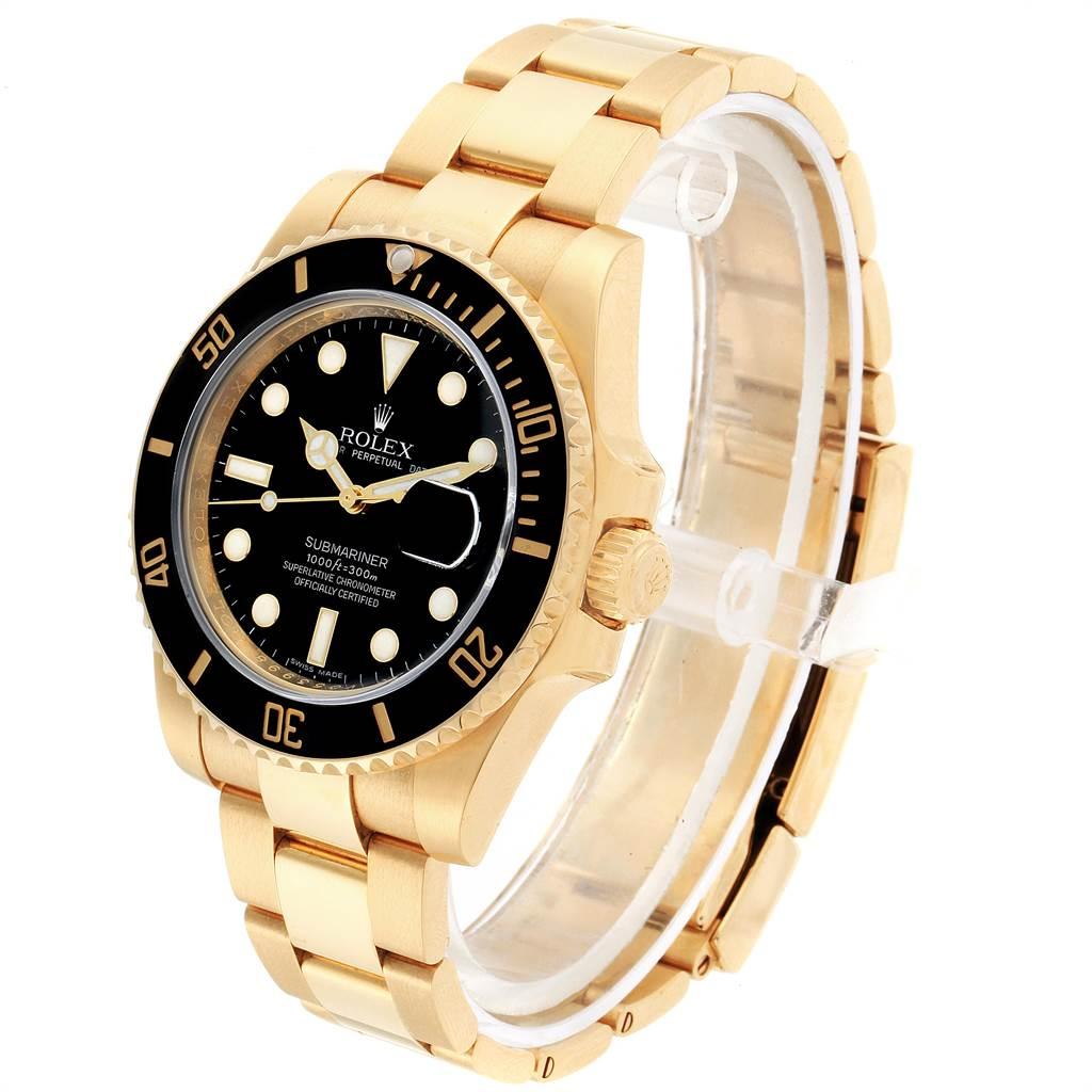 Rolex Submariner Black Dial Yellow Gold Men's Watch 116618 Box For Sale 1