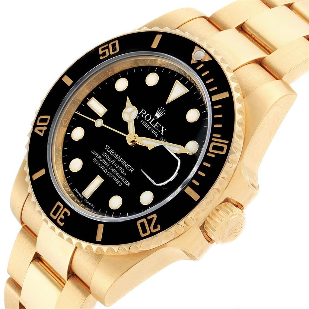 Rolex Submariner Black Dial Yellow Gold Men's Watch 116618 Box For Sale 2
