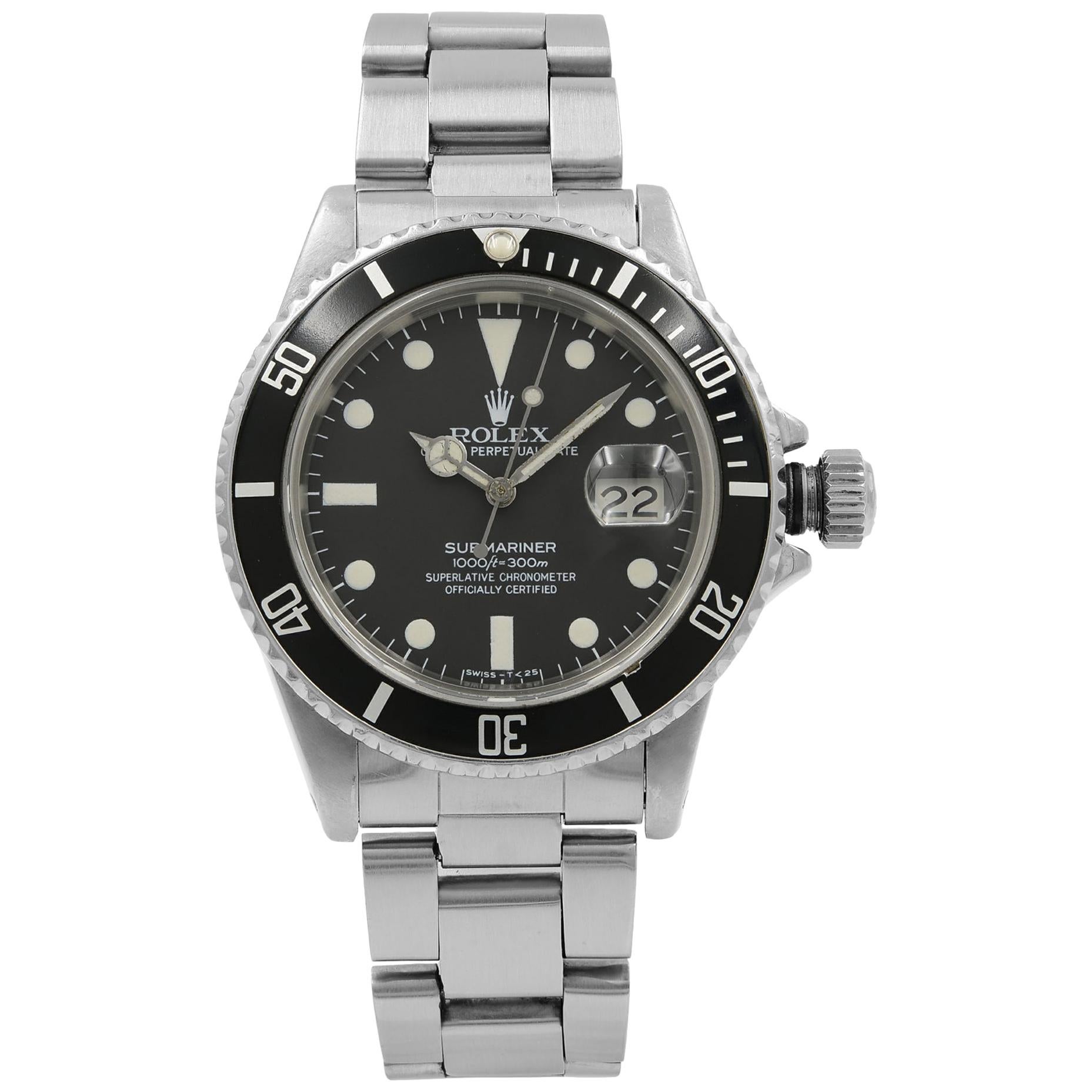 Rolex Submariner Black Matte Patina Dial Steel Automatic Men’s 1983 Watch 16800