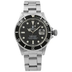 Rolex Submariner Cadran noir mat patiné en acier Montre automatique pour hommes de 1983 16800