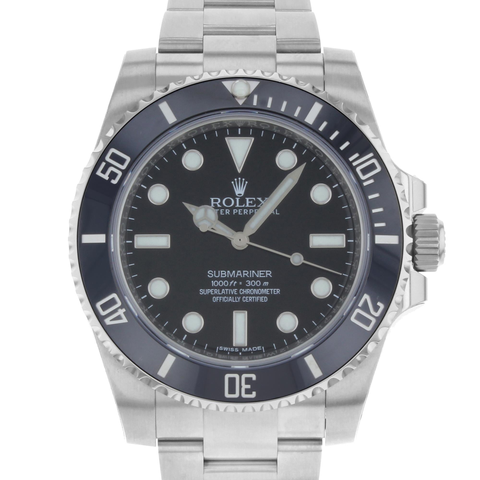 Rolex Submariner Black on Black Ceramic Steel Automatic Men's Watch 114060 In New Condition In New York, NY