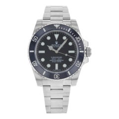 Used Rolex Submariner Black on Black Ceramic Steel Automatic Men's Watch 114060