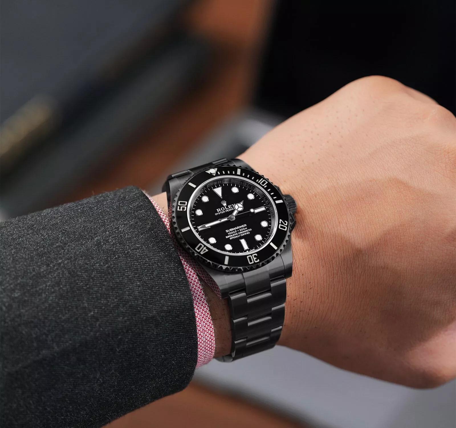Men's Rolex Submariner Black PVD/DLC Coated Stainless Steel 41mm Watch 124060 For Sale