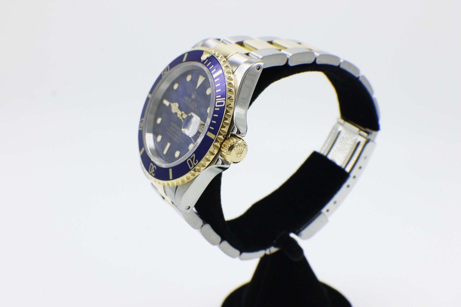 Rolex Submariner Blue 16613 18 Karat Gold and Stainless Steel Box and Papers 1