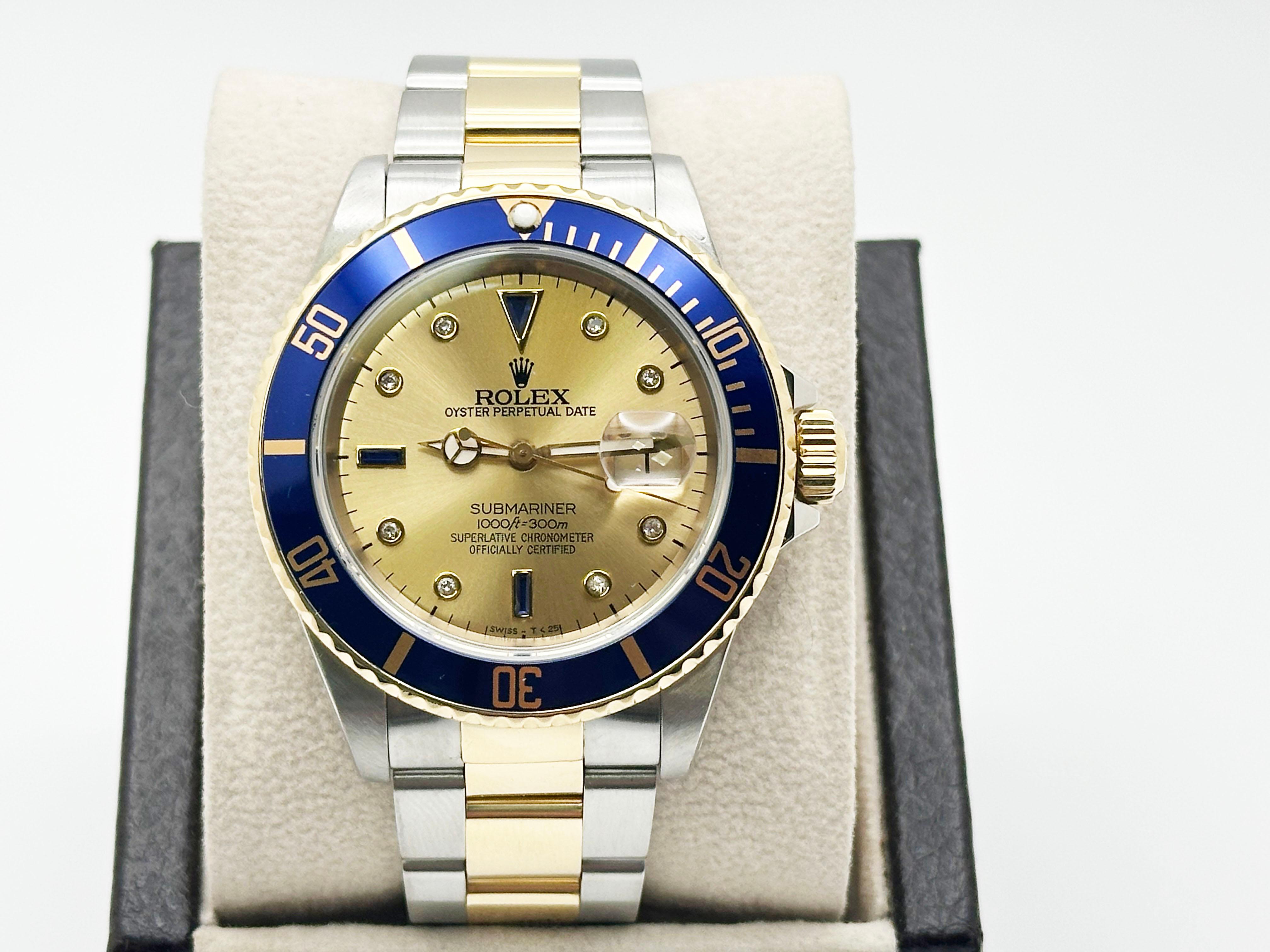 Número de estilo: 16613



De serie: S319***



Año: 1993

 

Model No: Rolex Submariner 

 

Material de la caja: Acero inoxidable 

 

Pulsera: Oro amarillo de 18 quilates y acero inoxidable 

  

Bisel: Bisel azul 

  

Esfera: Esfera Serti