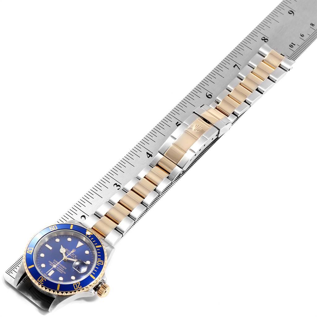 Rolex Submariner Blue Dial Bezel Steel Yellow Gold Men's Watch 16613 For Sale 7