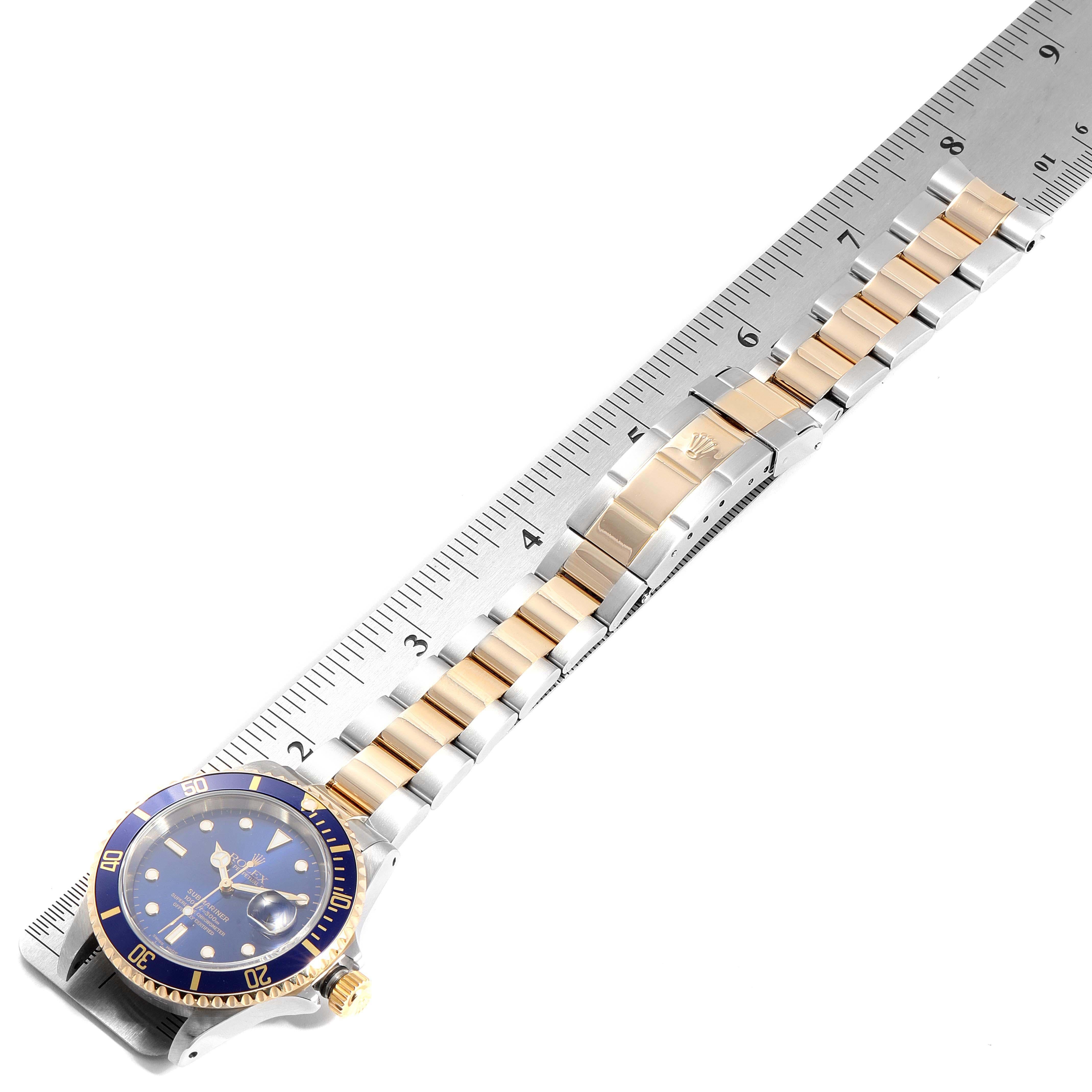 Rolex Submariner Blue Dial Bezel Steel Yellow Gold Men's Watch 16613 7