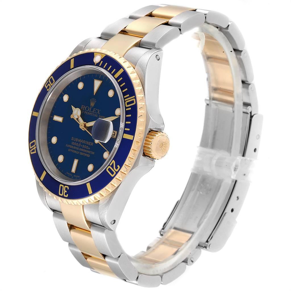 Rolex Submariner Blue Dial Bezel Steel Yellow Gold Men's Watch 16613 1