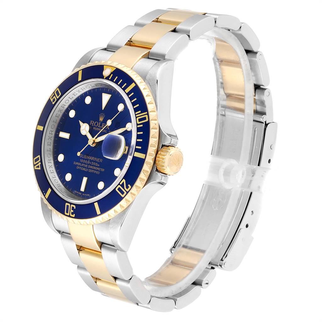 Men's Rolex Submariner Blue Dial Bezel Steel Yellow Gold Men’s Watch 16613