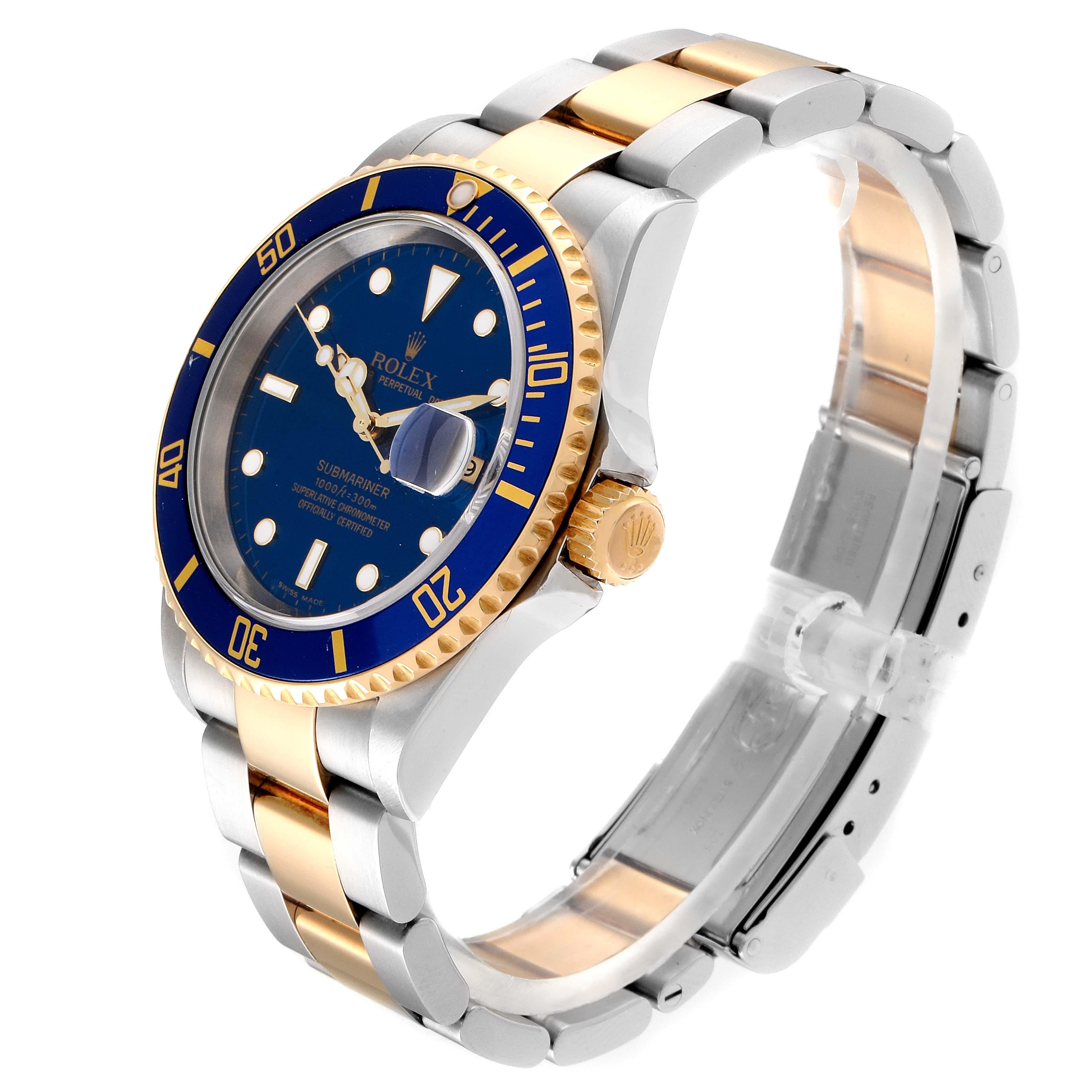 Men's Rolex Submariner Blue Dial Bezel Steel Yellow Gold Men’s Watch 16613
