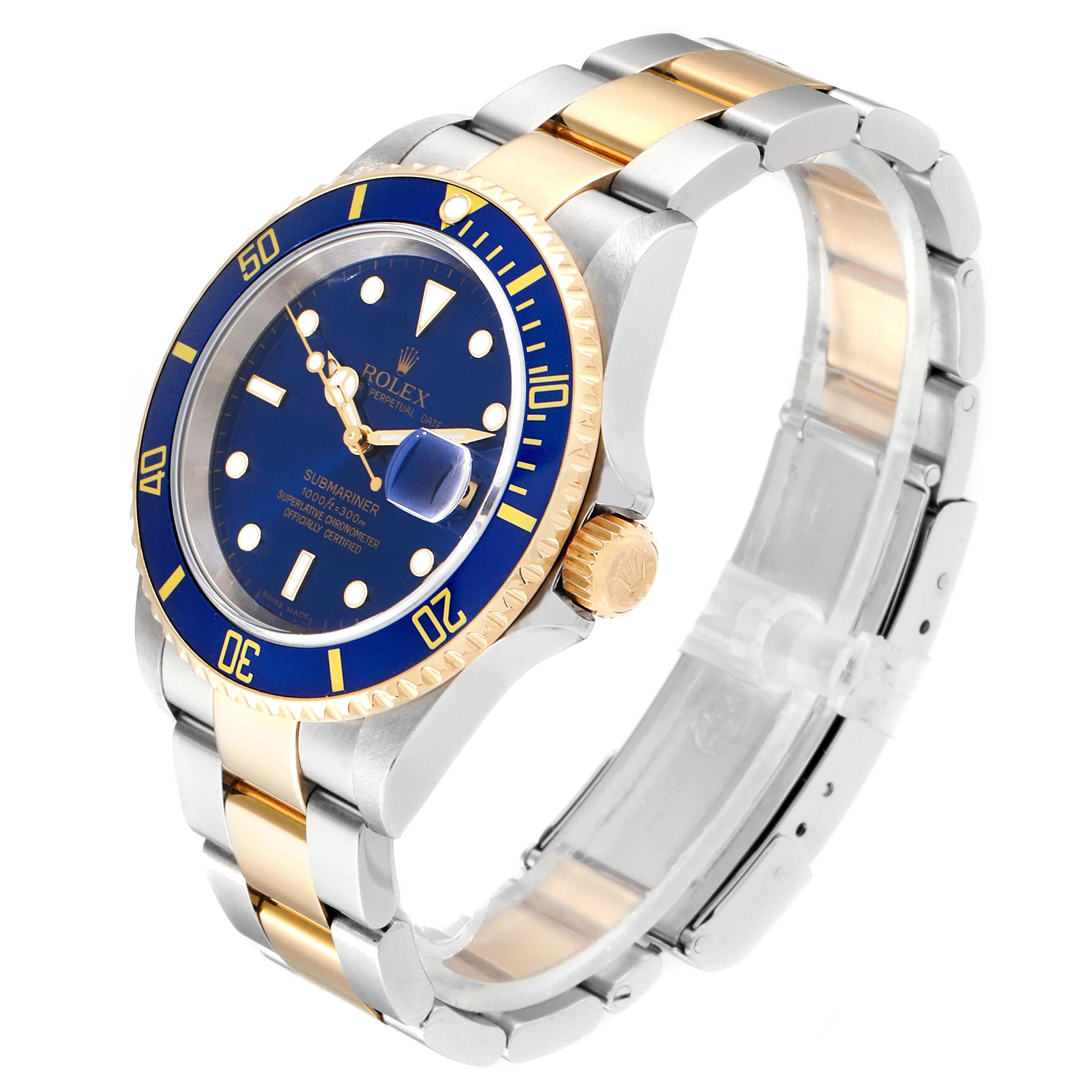 Rolex Submariner Blue Dial Bezel Steel Yellow Gold Men's Watch 16613 For Sale 1