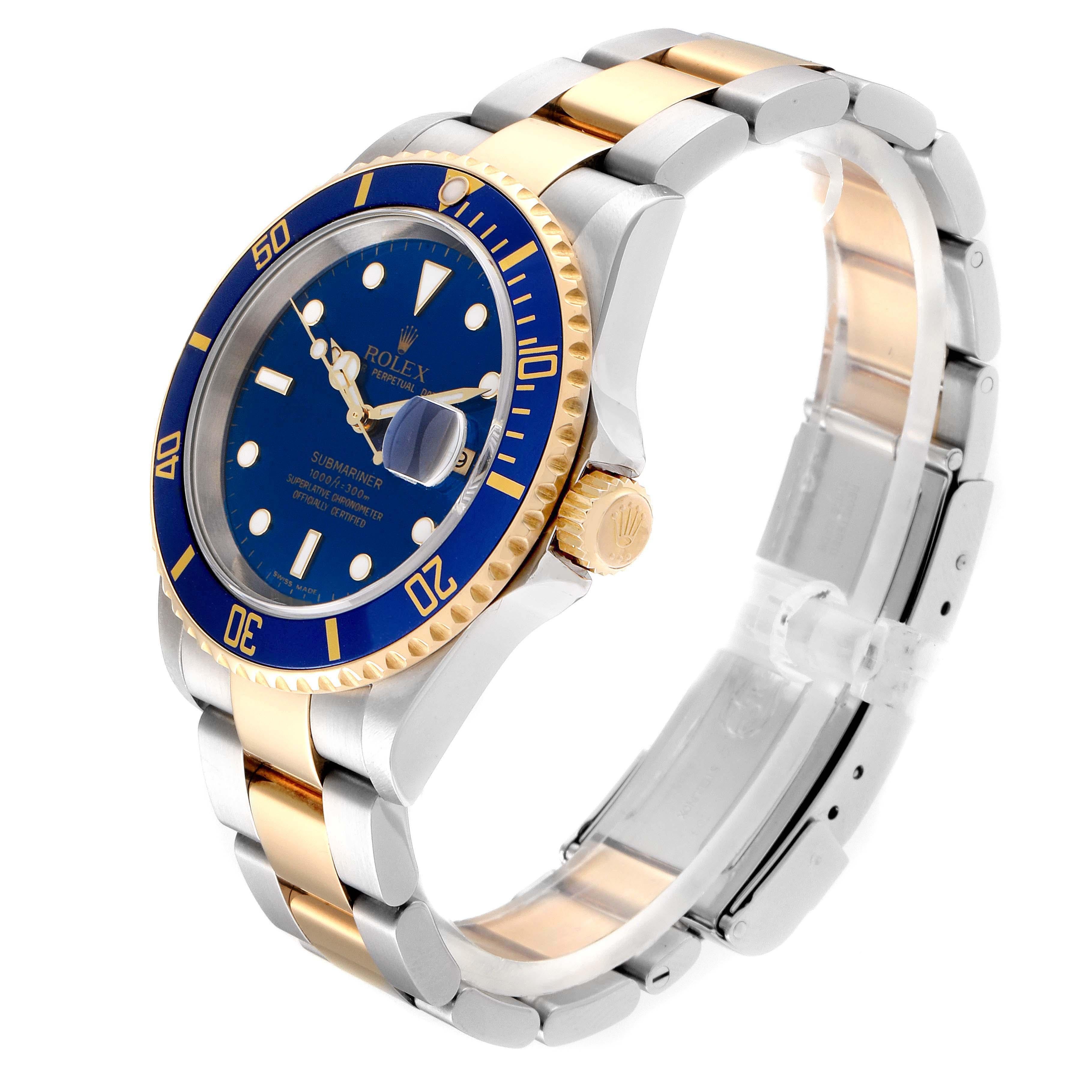 Rolex Submariner Blue Dial Bezel Steel Yellow Gold Men's Watch 16613 For Sale 1