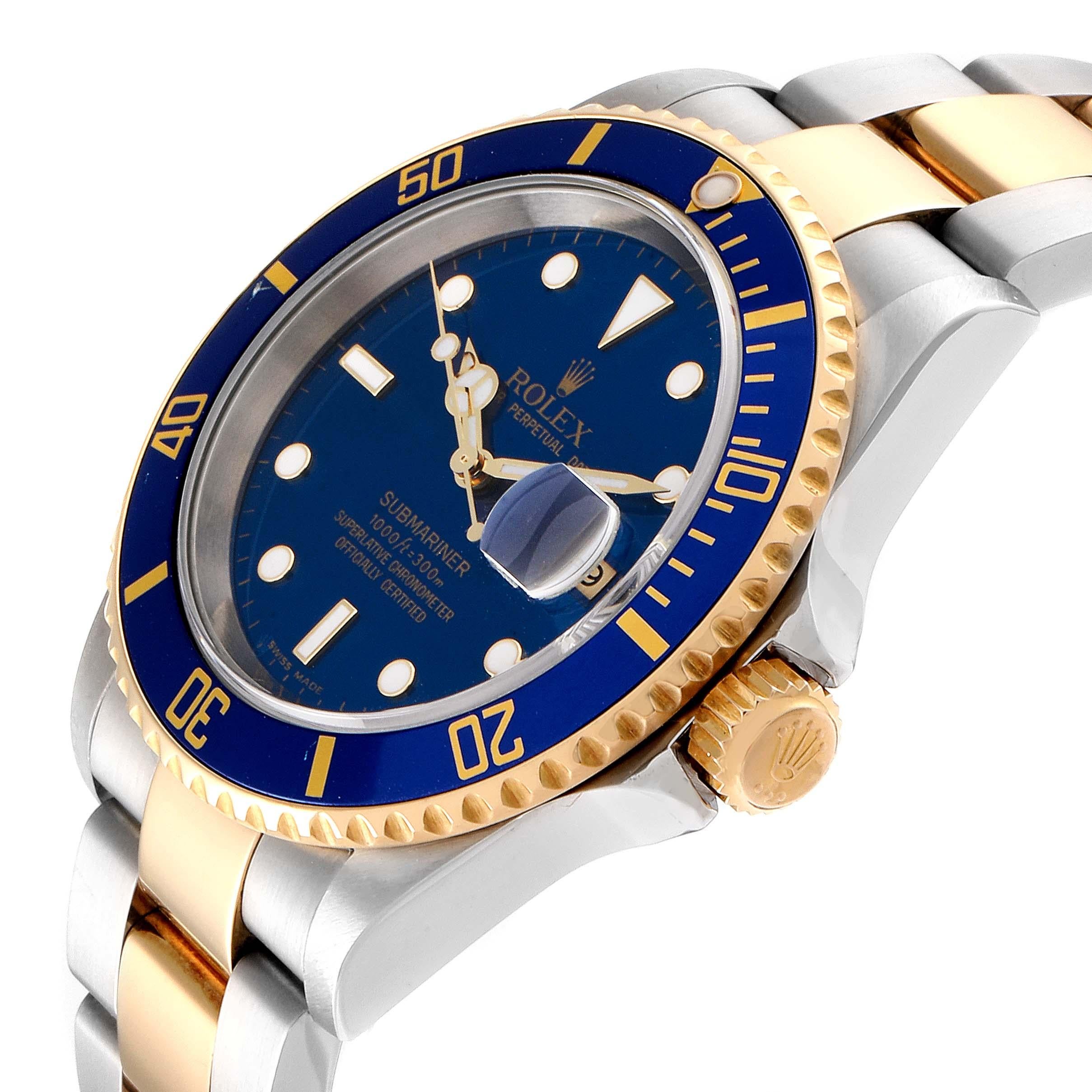 Rolex Submariner Blue Dial Bezel Steel Yellow Gold Men’s Watch 16613 1