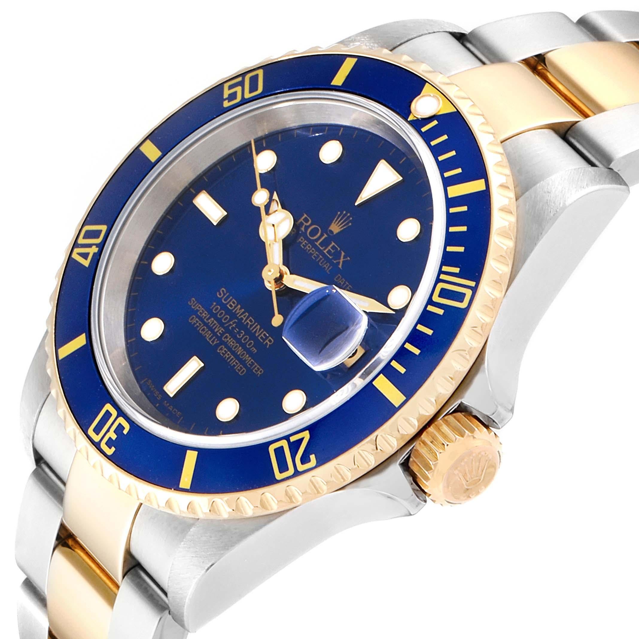 Rolex Submariner Blue Dial Bezel Steel Yellow Gold Men's Watch 16613 2