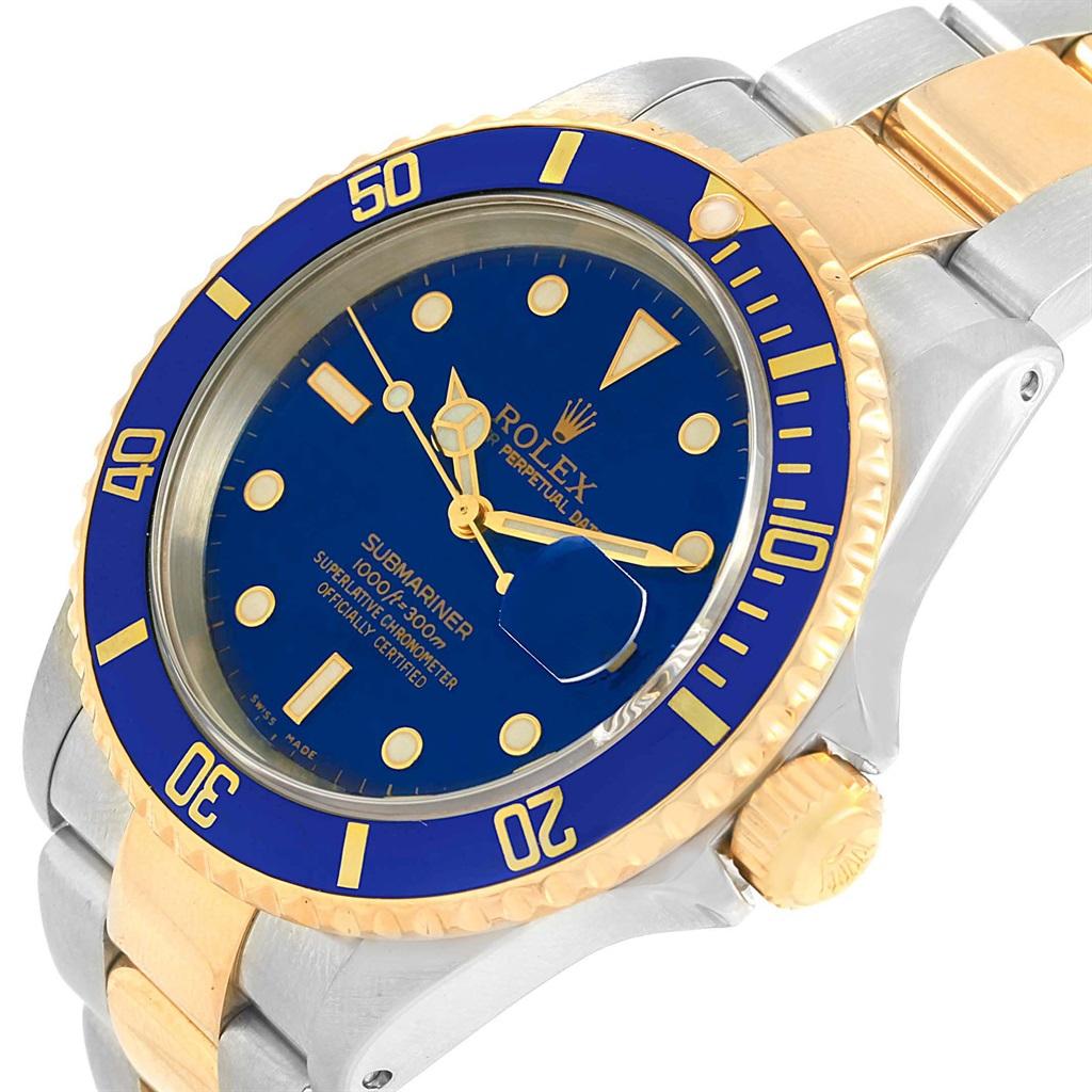 Rolex Submariner Blue Dial Bezel Steel Yellow Gold Men's Watch 16613 3