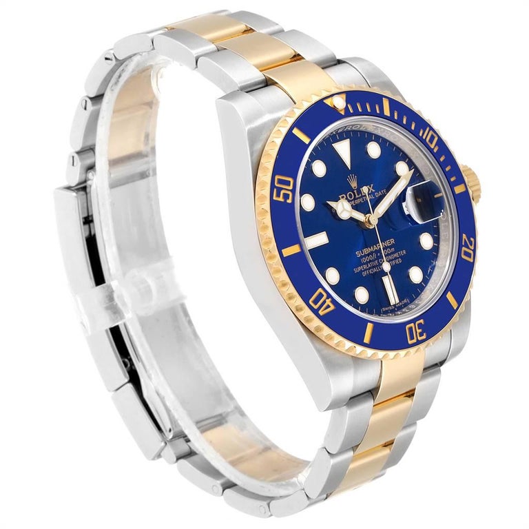 Rolex Submariner Blue Dial Steel Yellow Gold Men's Watch ...