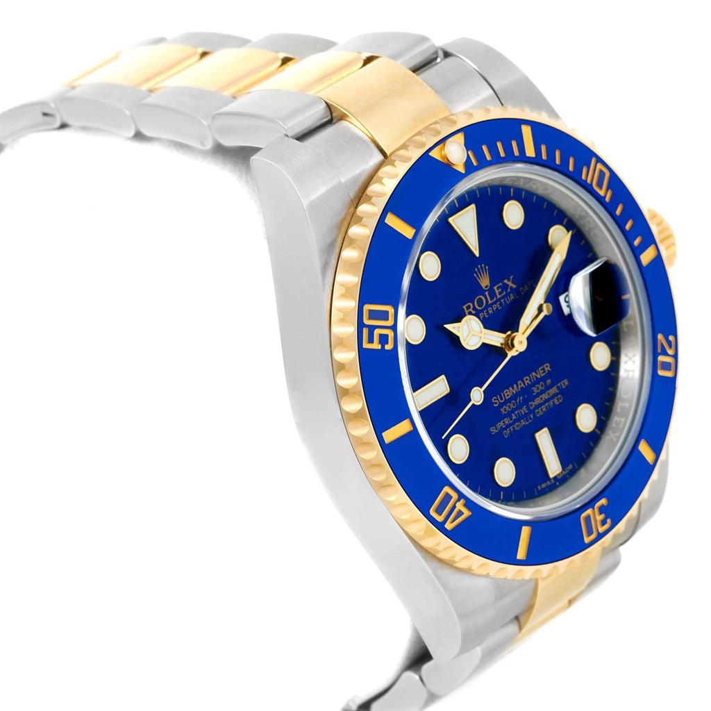 Rolex Submariner Blue Dial Steel Yellow Gold Men’s Watch 116613 Box Card Herren