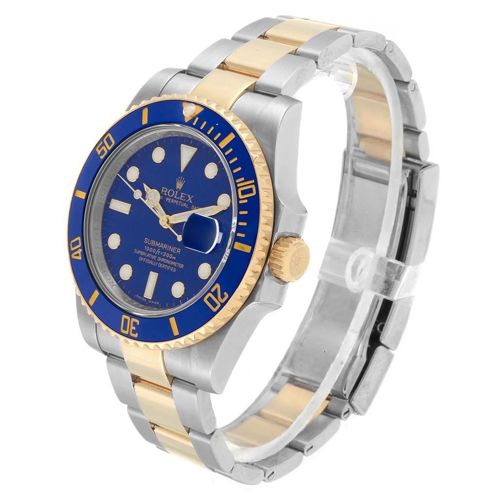Rolex Submariner Blue Dial Steel Yellow Gold Men's Watch 116613 Box Card For Sale 1