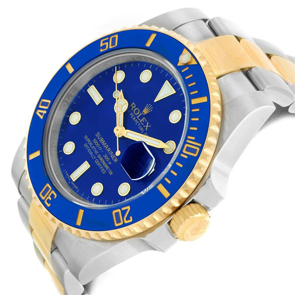 Rolex Submariner Blue Dial Steel Yellow Gold Men’s Watch 116613 Box Card 1