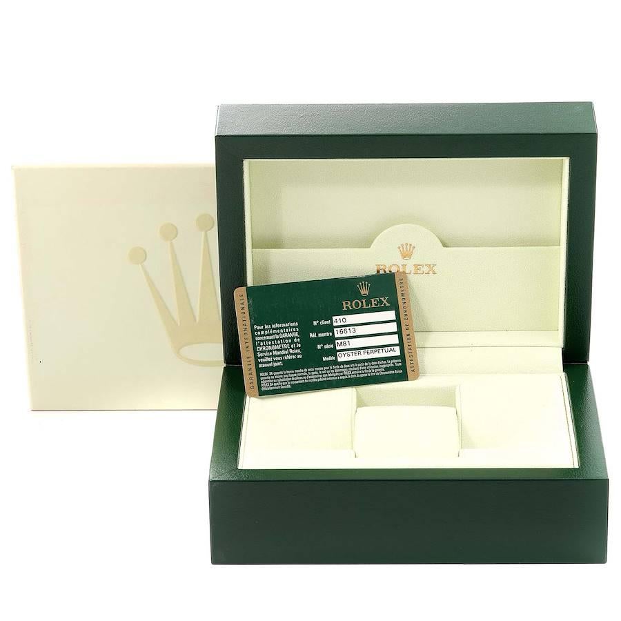 Rolex Submariner Blaues Zifferblatt Stahl-Gelbgold-Herrenuhr 16613 Box Card im Angebot 9