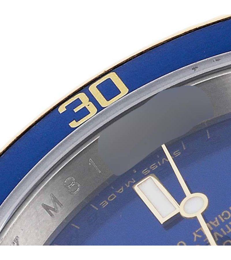 Rolex Submariner Blaues Zifferblatt Stahl-Gelbgold-Herrenuhr 16613 Box Card im Angebot 3