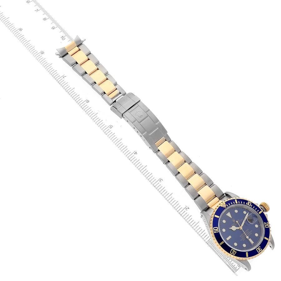 Rolex Submariner Blue Dial Steel Yellow Gold Mens Watch 16613 Box Papers For Sale 3
