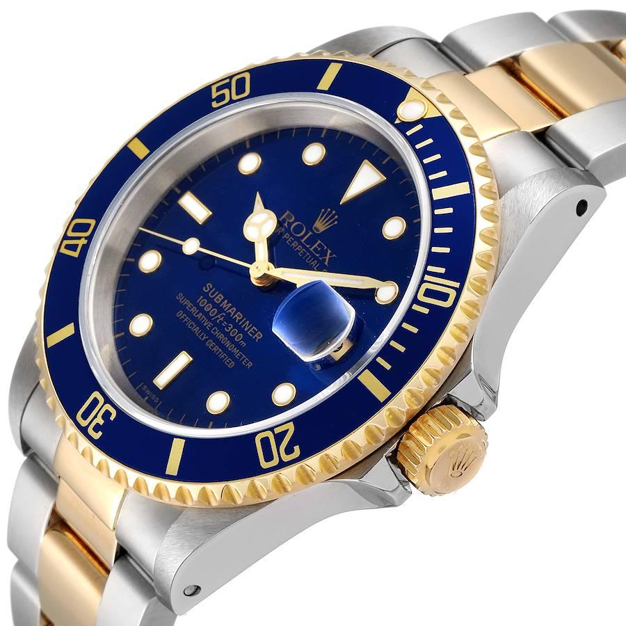 Rolex Submariner Blue Dial Steel Yellow Gold Mens Watch 16613 Box Papers 1