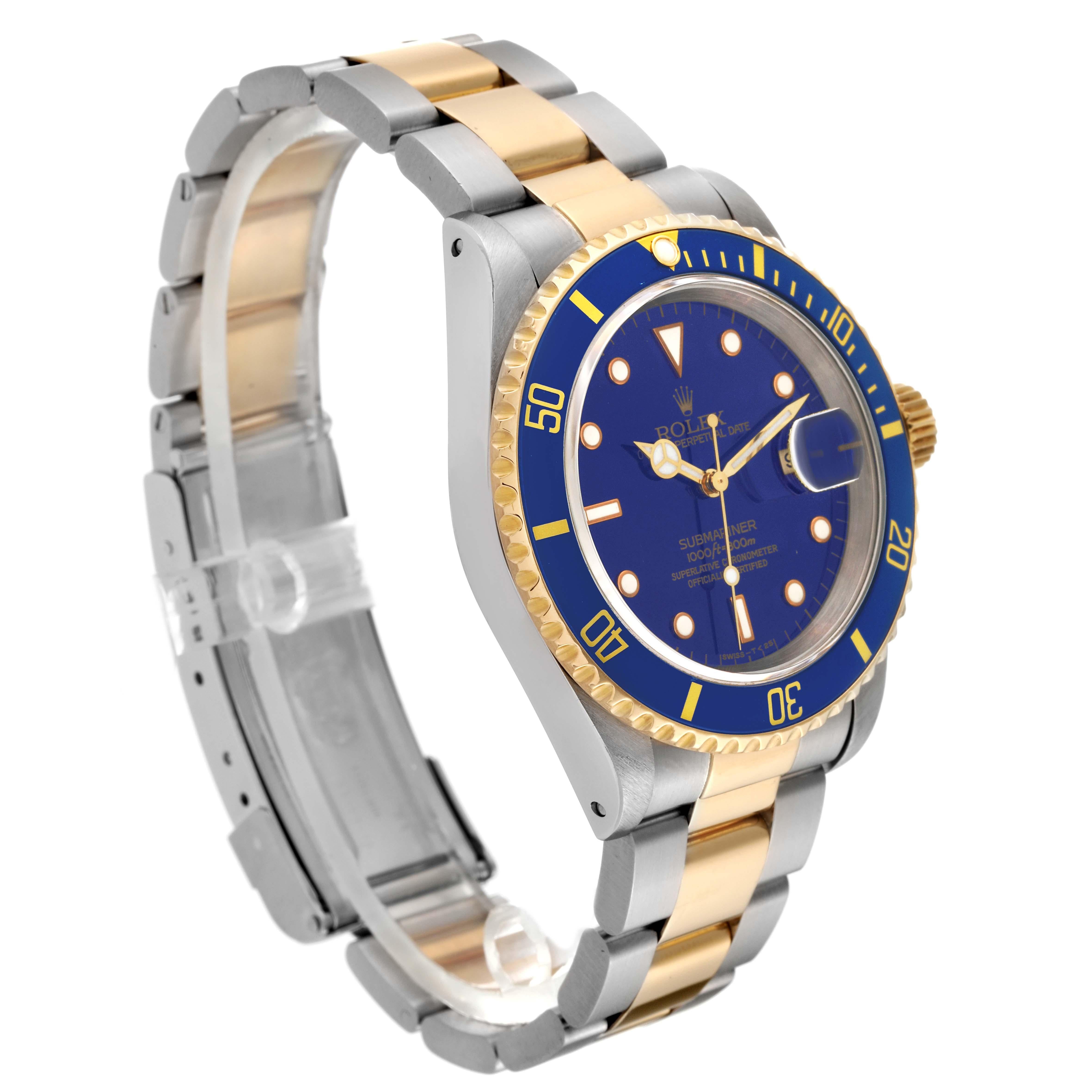 Rolex Submariner Blue Dial Steel Yellow Gold Mens Watch 16613 Box Papers 2