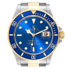 Vintage Rolex Submariner Blue Dial Steel Yellow Gold Mens Watch 16613 Box Papers