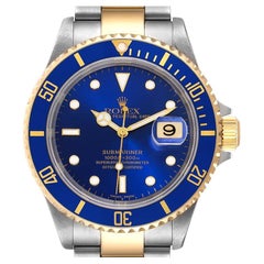 Rolex Submariner Blue Dial Steel Yellow Gold Mens Watch 16613 Box Papers