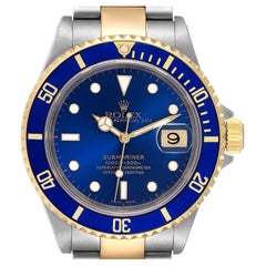 Rolex Submariner Blue Dial Steel Yellow Gold Mens Watch 16613 Box Papers