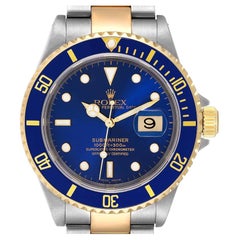 Rolex Submariner Blue Dial Steel Yellow Gold Mens Watch 16613 Box Papers