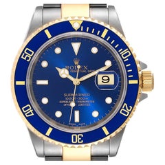 Rolex Submariner Blue Dial Steel Yellow Gold Mens Watch 16613 Box Papers