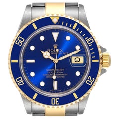 Rolex Submariner Blue Dial Steel Yellow Gold Mens Watch 16613 Box Papers