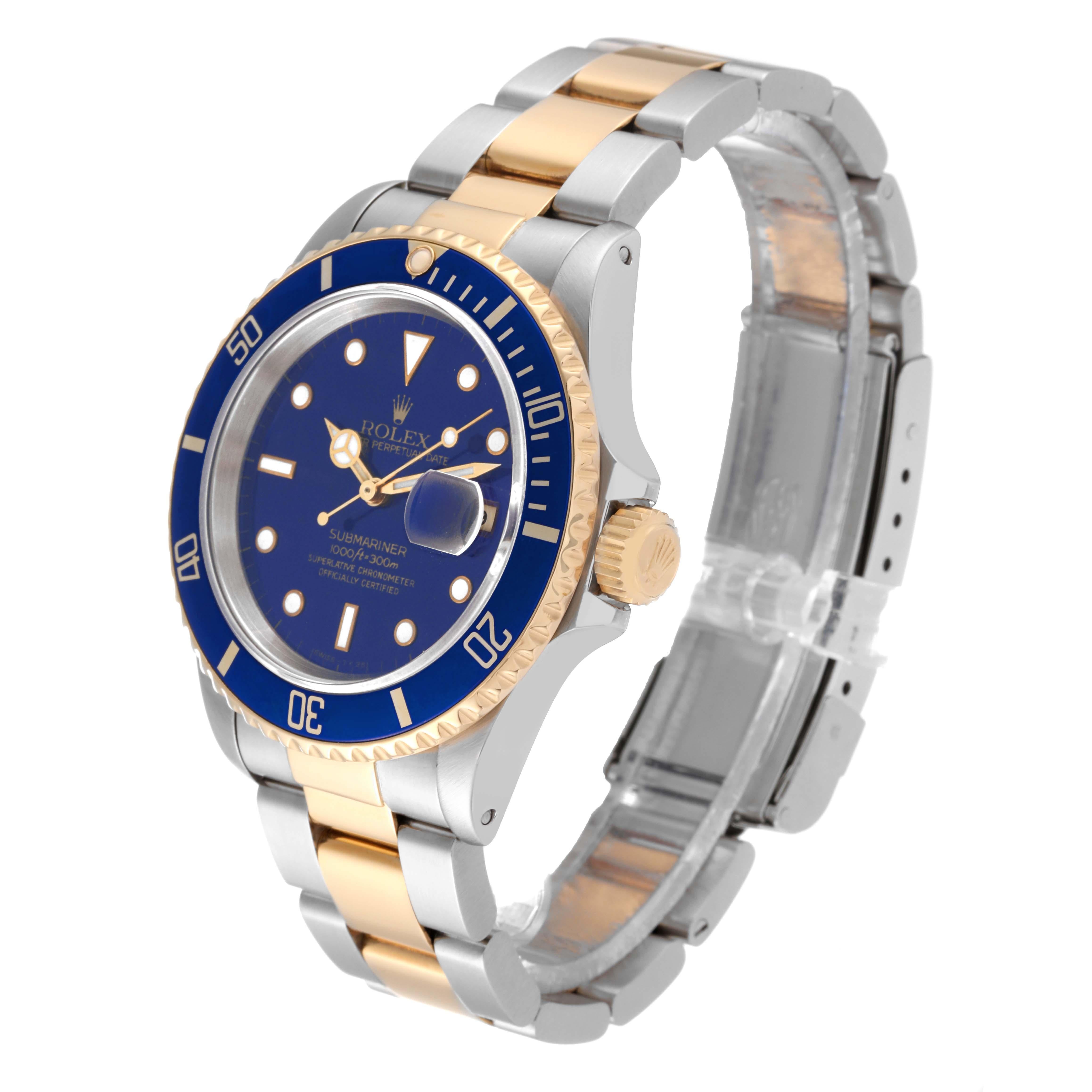 Rolex Submariner Blue Dial Steel Yellow Gold Mens Watch 16613 6