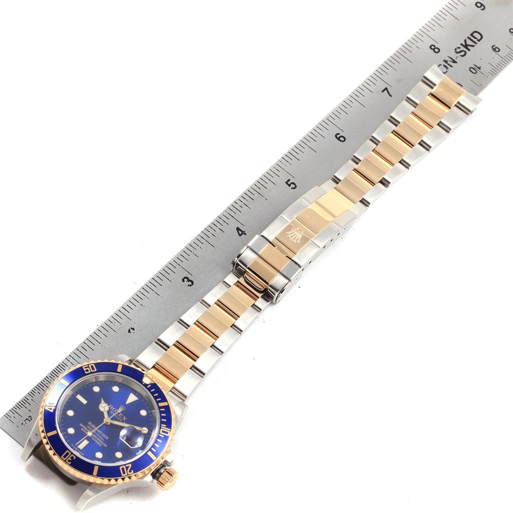 Rolex Submariner Blue Dial Steel Yellow Gold Men's Watch 16613 For Sale 9