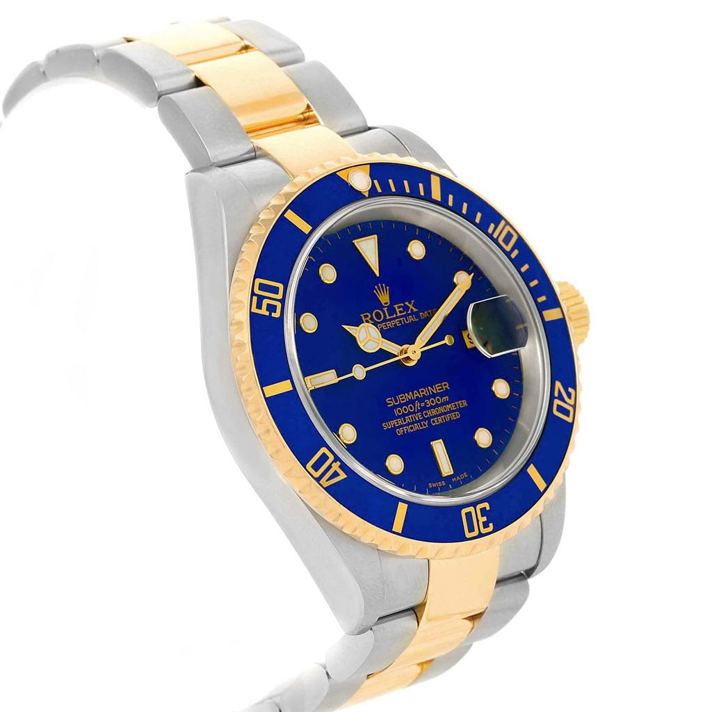 Rolex Submariner Blue Dial Steel Yellow Gold Men's Watch 16613 For Sale 1